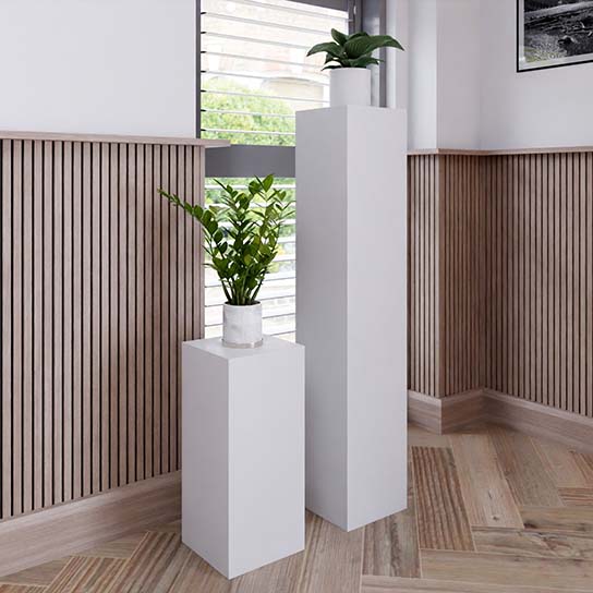 [1001] Wit Gelakte Zuil (200 x 200 x 1000 mm, Zijdeglans 2K, RAL - 9010 - Zuiver wit)