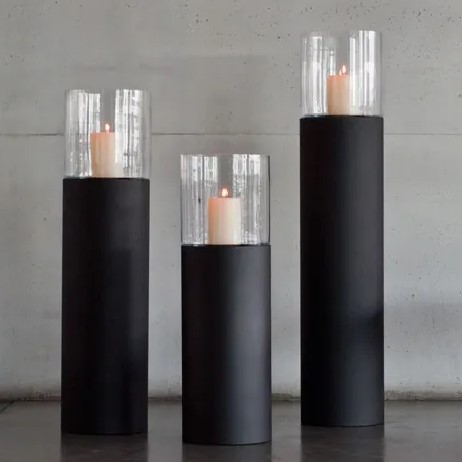 Sokkel Metaal Rond Zwart  excl. windlicht