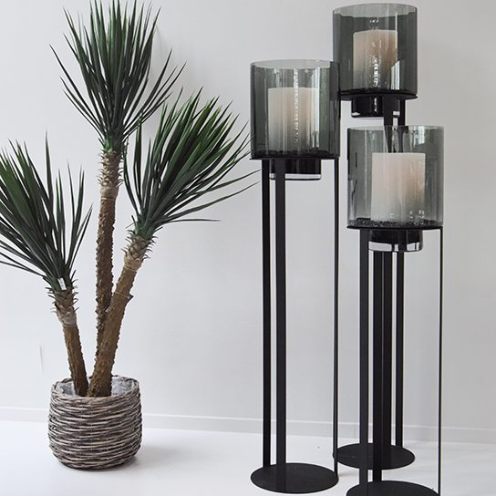 Sokkel Metaal Rond Zwart  excl. windlicht